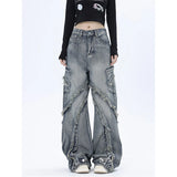 Fashionkova Blue Women Jeans Vintage High Waist Chic American Fashion Y2K Streetwear Wide Leg Jean Female Trouser 2023 NEW Baggy Denim Pants