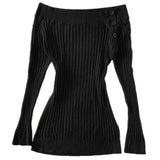 FashionKova-2024 Fall Winter Sweater Casual Slim Fit Chic Solid Color Ribbon Decoration One-shoulder Pullover Y2K Harajuku Womens Streetwear