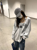 Fashionkova Y2K Two Pieces Set Oversized Women T-Shirts Spring Long Sleeve Halter Letter Print Sweatshirt Ladies Casual Loose Harajuku Tops