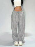 Fashionkova Deeptown Casual Gray Sweatpants Women Wide Leg Black Joggers Classic Baggy Streetwear Oversized Sports Female Trousers All-match