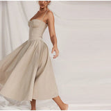 Fashionkova Parisians Low Cut Pleated A Line Dress