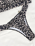 Fashionkova Christmas Gift 2024 Halter String Leopard Two Piece Bikini Swimsuit Women Sexy Swimwear Female Bather Bathing Swimming Swim Suit Beachwear