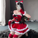 Fashionkova Christmas outfit Women's Sexy Lingerie Christmas Dress Cosplay Costume for Plush Santa Claus Clothing Sets New Year Xmas Party Costumes New