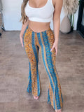 Fashionkova Christmas gift Christmas outfit 2024 Summer Bohemia Women’s Bootcut Pants Elastic Trousers New Fashion Slim Fit Tight Printed Casual Pant Female Long Streetwear