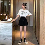 Fashionkova MEXZT 5Xl Summer Shorts Skirts Women Elastic High Waist Casual Wide Leg Shorts Korean A Line Loose Mini Skirt Black Short Pants