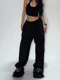 Fashionkova Deeptown Casual Gray Sweatpants Women Wide Leg Black Joggers Classic Baggy Streetwear Oversized Sports Female Trousers All-match