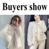 Fashionkova Lucyever Korean Fashion Lamb Wool Coats Women Streetwear O-Neck Faux Fur Jackets Woman 2023 Autumn Winter Thick Warm Plush Coat