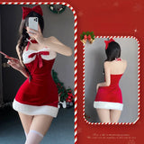 Fashionkova Christmas outfit Christmas Cosplay Costume Sexy Women Dress Sleeveless  Short Skirt Christmas Party Night Dresses New Year Christmas Costume