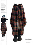 Fashionkova Women's A-line Plaid Skirt Vintage Aesthetic Y2k Long Skirt Harajuku Streetwear Emo Asymmetrical Skirt 2000s Clothes Summer 2024