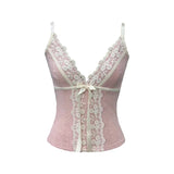 FashionKova-Emo Girl Gothic Punk Rock Aesthetic Women's Crop Top Sexy Slim Chic Solid Color Lace Camisole Tops Harajuku Retro Y2K Streetwear