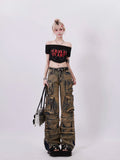 Fashionkova Women's Y2k Baggy Cargo Jeans Harajuku Denim Trousers Aesthetic Punk Jean Pants Vintage Japanese 2000s Style Trashy Clothes 2024