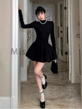 Winter Hepburn Party Mini Dress Women Patchwork Black Slim Vintage Mini Dress Female Korean Fashion Elegant One Piece Dress 2023