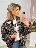 Fashionkova 2024 Fashion Leopard Zipper Long Sleeved Women's Jacket Retro Round Neck Street Casual Outerwears New Female Autumn Commute Coat