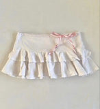 FashionKova-Fairy Aesthetic Kawaii Fashion Short Skirt Emo Girl Harajuku Women Bottoms Sweet Bow Decoration Y2K White Casual cute Sexy skirt