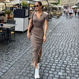 Fashionkova 'Sleek Latte' Slit Dress