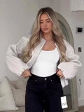 Fashionkova Zipper Woolen Solid Women Jacket Full Sleeve Pocket Female Coat 2024 Casual Fashion Autumn Loose O Neck Warm Soft Lady Outwear