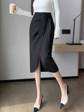 Fashionkova Ladies Elegant Slim Long Skirt New Arrival 2023 Autumn Fashion Korean Style Solid Color High Waist Women Pencil Skirts W1370