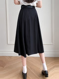 Fashionkova High Waist Long Skirt Women New Arrival 2023 Autumn Korean Style All-match Solid Color Office Lady Elegant A-line Skirts W1356