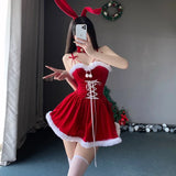 Fashionkova Christmas outfit Sexy Christmas Party Dress Sweet Bunny Girl Costume Sexy Lingeries Cosplay New Year Maid Role Play Uniform Party Stage Costume
