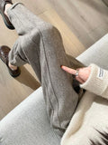 Fashionkova Warm Thickened Cropped Pants 2024 Autumn/Winter New Women' S Pants Loose Casual Herringbone High-waisted Tweed Straight Pants