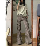 Women's Casual Retro Wide Leg Baggy Denim Trouser Harajuku Solid High Waist Loose Jeans 2024 Autumn American Vintage Pants