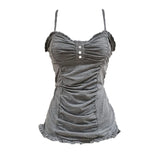 FashionKova-Emo Girl Gothic Punk Rock Aesthetic Women's Crop Top Sexy Slim Chic Solid Color Lace Camisole Tops Harajuku Retro Y2K Streetwear