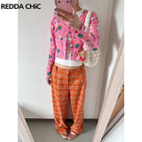 Fashionkova Women Plaid Suit Pants Retro High Rise Pleats Wide Leg Thin Draped Tartan Long Trousers Business Casual Female Clothes