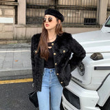 Fashionkova Lucyever Korean Fashion Lamb Wool Coats Women Streetwear O-Neck Faux Fur Jackets Woman 2023 Autumn Winter Thick Warm Plush Coat