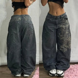 Fashionkova Christmas outfit Streetwear New Fashion Oversized Print Baggy Jeans Women Y2K Gothic Harajuku Vintage Casual Joker High Waist Wide Leg Pants