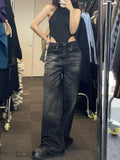 Fashionkova HOUZHOU Vintage Black Wide Leg Jeans Women Oversized High Street Korean Fashion Baggy Denim Trousers Grunge Y2k Female Hip Hop