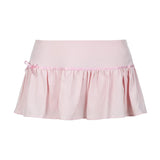 FashionKova-Fairy Aesthetic Kawaii Fashion Short Skirt Emo Girl Harajuku Women Bottoms Sweet Bow Decoration Y2K White Casual cute Sexy skirt