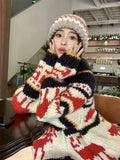 Fashionkova Christmas Gift outfit Gagaok Autumn Winter Coat Knitted Cardigan Christmas Zipper Reindeer Sweater Cardigans Versatile Warm Ladies Top Jacket