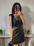 Fashionkova Women Velvet Strap Mini Dress Sleeveless Backless Square Collar Loose Elegant Evening Party Dresses Female Casual Zipper Robe