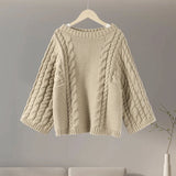 Fashionkova Oversize Twist Sweater Women Chic Turtleneck Long Lantern Sleeve Knitted Street Pullover Holiday Casual Lady Jumper Top Knitwear