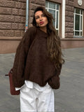 Fashionkova Fashion Round Neck Cashmere Long Sleeved Women's Pullover Solid Color Casual Vintage Sweater New Female Commuting Knitwear 2024