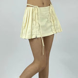 Fashionkova Women Y2K Mini Skirt Drawstring Low Waist Side Pleated Mini Skirt Kawaii Sweet 90s E-Girl Aesthetic Clothes Korean Fashion