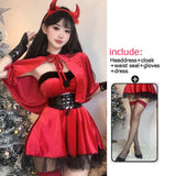 Fashionkova Christmas outfit Women Velour Sexy Christmas Skirt Cosplay Costumes Winter Cute Christmas Shawl Dress New Year Party Dress Female Kawaii Cloak