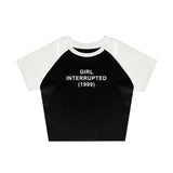 FashionKova-Vintage Harajuku Aesthetic Grunge Punk Y2K Print Baby Tee Emo Girl Casual Fashion Crop Tops Sexy Slim Fit Chic O-Neck Streetwear