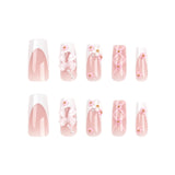 Fashionkova 24pcs Coffin Shaped Fake Nails +1 Nail File +1 Jelly