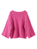 Fashionkova Oversize Twist Sweater Women Chic Turtleneck Long Lantern Sleeve Knitted Street Pullover Holiday Casual Lady Jumper Top Knitwear