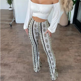 Fashionkova Christmas gift Christmas outfit 2024 Summer Bohemia Women’s Bootcut Pants Elastic Trousers New Fashion Slim Fit Tight Printed Casual Pant Female Long Streetwear