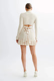 Fashionkova Vallen Ruffled Bow Knit Mini Dress