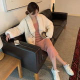 Fashionkova Christmas Gift outfit Gagaok Fur Coat Women Autumn Winter Clothes Korean Fashion Mink Lamb Turn-down Collar Warm Coats Femme Gentle Simple Jacket