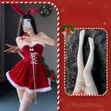 Fashionkova Christmas outfit Sexy Christmas Party Dress Sweet Bunny Girl Costume Sexy Lingeries Cosplay New Year Maid Role Play Uniform Party Stage Costume
