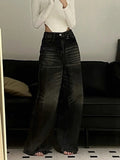 Fashionkova HOUZHOU Vintage Black Wide Leg Jeans Women Oversized High Street Korean Fashion Baggy Denim Trousers Grunge Y2k Female Hip Hop