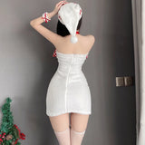 Fashionkova Christmas outfit Women Velour Sexy Christmas Skirt Cosplay Christmas Costume Women's Short Dress Sexy Party Mini Dress Sexy Bodysuits Lingerie