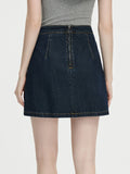 Fashionkova FSLE Women Denim Sets Removable Lace-up Design Dark Blue Long Sleeve Shirts Back Zipper Placket Mini Skirt 24FS13266+24FS13268