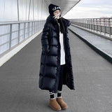 Fashionkova Christmas outfit Black Down Jacket Women Hooded Coat Keep Thickening Warm Fashion Streetwear Duck Down Feather Female 2024 Winter Long Outwear