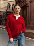 Fashionkova Christmas Gift outfit  Autumn Winter Simple Casual Polo Collar Knitted Pullover Sweate Office Lady Fashion Warm Top Women Knitted Long Sleeves