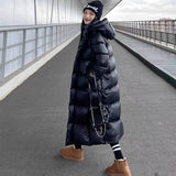 Fashionkova Christmas outfit Black Down Jacket Women Hooded Coat Keep Thickening Warm Fashion Streetwear Duck Down Feather Female 2024 Winter Long Outwear